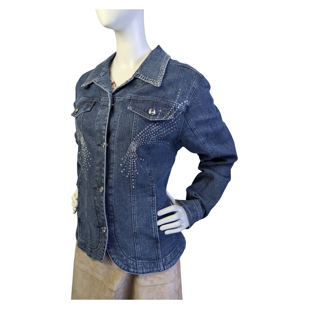 Rhinestone Studded Denim Jacket | Katina Marie | Y2K Glam Western | Size M - Picture 7 of 9